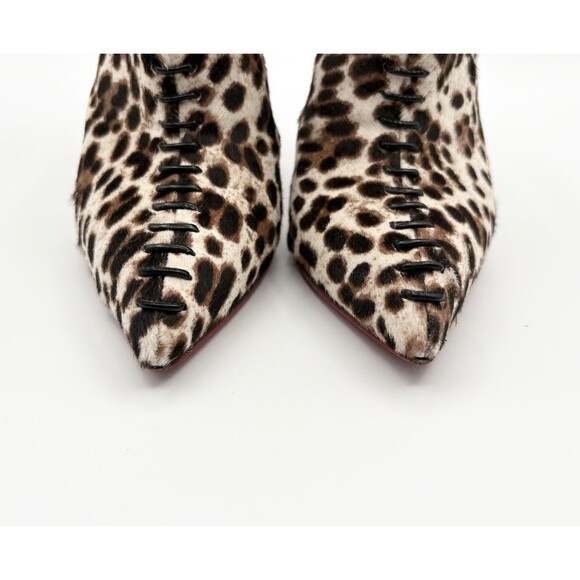 Christian Louboutin Leopard Print Calf Hair Corsita Booties 100mm Sz EU 36.5 - Picture 6 of 14